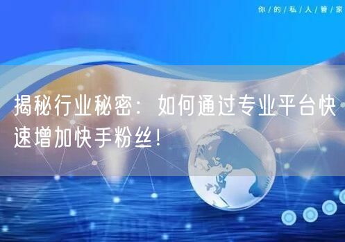 揭秘行业秘密:如何通过专业平台快速增加快手粉丝!
